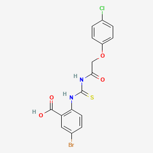 molecular formula C16H12BrClN2O4S B13942025 Benzoic acid, 5-bromo-2-[[[[2-(4-chlorophenoxy)acetyl]amino]thioxomethyl]amino]- CAS No. 535936-89-1