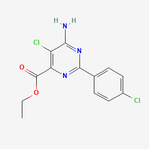 molecular formula C13H11Cl2N3O2 B1394209 Ethyl 6-amino-5-chloro-2-(4-chlorophenyl)pyrimidine-4-carboxylate CAS No. 858955-37-0