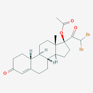 molecular formula C22H28Br2O4 B139421 17-Desethynyl 17-Dibromomethylaceto-norethindrone Acetate CAS No. 40228-41-9