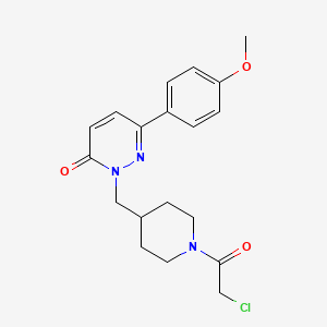 molecular formula C19H22ClN3O3 B1394219 2-((1-(2-Chloroacetyl)piperidin-4-yl)methyl)-6-(4-methoxyphenyl)pyridazin-3(2H)-one CAS No. 1229626-96-3