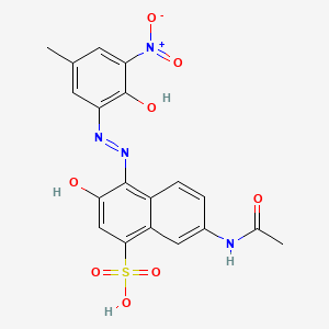 molecular formula C19H16N4O8S B13942214 7-(Acetylamino)-3-hydroxy-4-((2-hydroxy-5-methyl-3-nitrophenyl)azo)naphthalene-1-sulphonic acid CAS No. 58890-64-5