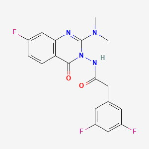 molecular formula C18H15F3N4O2 B13942314 2-(3,5-difluorophenyl)-N-(2-dimethylamino-7-fluoro-4-oxo-4H-quinazolin-3-yl)acetamide 