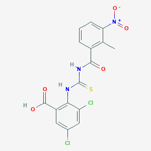 molecular formula C16H11Cl2N3O5S B13942347 3,5-Dichloro-2-[(2-methyl-3-nitrobenzoyl)carbamothioylamino]benzoic acid CAS No. 532981-36-5
