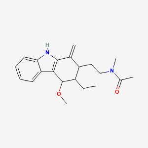 molecular formula C21H28N2O2 B13942452 Acetamide, N-[2-(3-ethyl-2,3,4,9-tetrahydro-4-methoxy-1-methylene-1H-carbazol-2-yl)ethyl]-N-methyl- CAS No. 55320-30-4