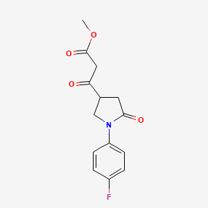 molecular formula C14H14FNO4 B1394252 3-[1-(4-Fluoro-phenyl)-5-oxo-pyrrolidin-3-yl]-3-oxo-propionic acid methyl ester CAS No. 1083402-30-5