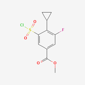 molecular formula C11H10ClFO4S B13942523 Methyl 3-(chlorosulfonyl)-4-cyclopropyl-5-fluorobenzoate 
