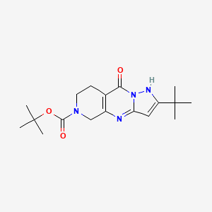 molecular formula C18H26N4O3 B1394254 2-tert-Butyl-9-hydroxy-7,8-dihydro-5H-1,4,6,9a-tetraaza-cyclopenta[b]naphthalene-6-carboxylic acid tert-butyl ester CAS No. 1229624-56-9