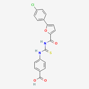 molecular formula C19H13ClN2O4S B13942562 4-[[5-(4-Chlorophenyl)furan-2-carbonyl]carbamothioylamino]benzoic acid CAS No. 532939-09-6