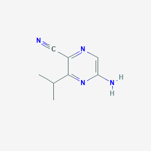 molecular formula C8H10N4 B13942599 5-Amino-3-isopropylpyrazine-2-carbonitrile 