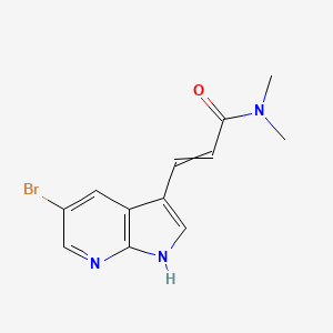 molecular formula C12H12BrN3O B13942632 3-(5-bromo-1H-pyrrolo[2,3-b]pyridin-3-yl)-N,N-dimethylprop-2-enamide 