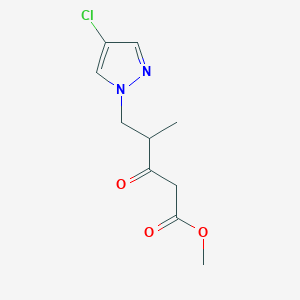 molecular formula C10H13ClN2O3 B1394265 Methyl 5-(4-chloro-1H-pyrazol-1-yl)-4-methyl-3-oxopentanoate CAS No. 1229623-93-1