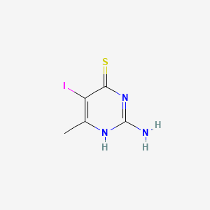 molecular formula C5H6IN3S B13942671 6-Pyrimidinethiol, 2-amino-4-methyl-5-iodo- CAS No. 63732-01-4