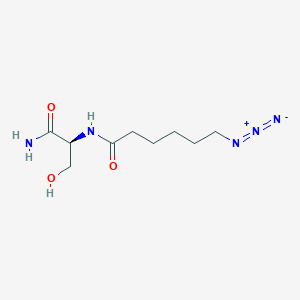 molecular formula C9H17N5O3 B1394273 己酰胺，N-[(1S)-2-氨基-1-(羟甲基)-2-氧代乙基]-6-叠氮- CAS No. 1242657-83-5