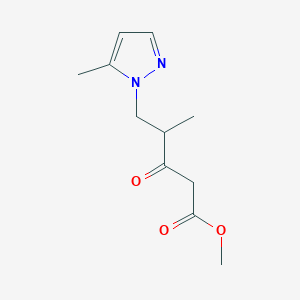molecular formula C11H16N2O3 B1394277 Methyl 4-methyl-5-(5-methyl-1H-pyrazol-1-yl)-3-oxopentanoate CAS No. 1229626-90-7