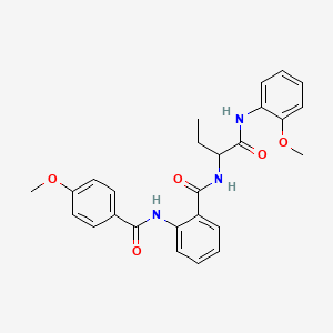 molecular formula C26H27N3O5 B13942843 2-[(4-Methoxybenzoyl)amino]-N-{1-[(2-methoxyphenyl)amino]-1-oxo-2-butanyl}benzamide CAS No. 499105-03-2