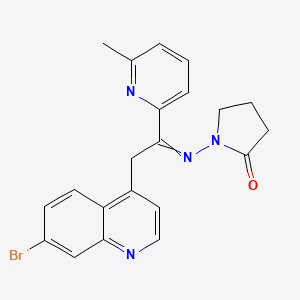 molecular formula C21H19BrN4O B13942896 1-[[2-(7-Bromoquinolin-4-yl)-1-(6-methylpyridin-2-yl)ethylidene]amino]pyrrolidin-2-one 