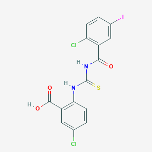 molecular formula C15H9Cl2IN2O3S B13942905 5-Chloro-2-({[(2-chloro-5-iodophenyl)carbonyl]carbamothioyl}amino)benzoic acid 