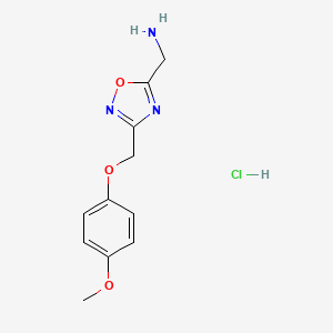 molecular formula C11H14ClN3O3 B1394292 ({3-[(4-Methoxyphenoxy)methyl]-1,2,4-oxadiazol-5-yl}methyl)amine hydrochloride CAS No. 1245568-63-1