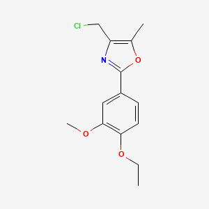 molecular formula C14H16ClNO3 B1394294 4-(Chloromethyl)-2-(4-ethoxy-3-methoxyphenyl)-5-methyl-1,3-oxazole CAS No. 1232804-19-1