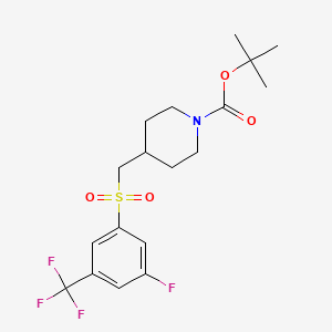 molecular formula C18H23F4NO4S B1394295 叔丁基4-[{3-氟-5-(三氟甲基)苯磺酰基}甲基]哌啶-1-羧酸酯 CAS No. 1245784-24-0
