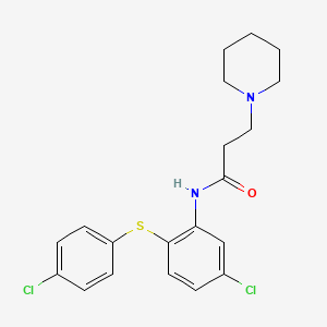 molecular formula C20H22Cl2N2OS B13942996 1-Piperidinepropanamide, N-(5-chloro-2-((4-chlorophenyl)thio)phenyl)- CAS No. 63916-55-2