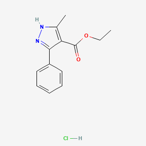 molecular formula C13H15ClN2O2 B1394303 ethyl 3-methyl-5-phenyl-1H-pyrazole-4-carboxylate hydrochloride CAS No. 1452577-05-7