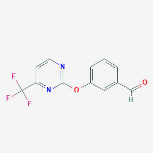 molecular formula C12H7F3N2O2 B1394304 3-{[4-(Trifluoromethyl)pyrimidin-2-yl]oxy}benzaldehyde CAS No. 1216892-82-8