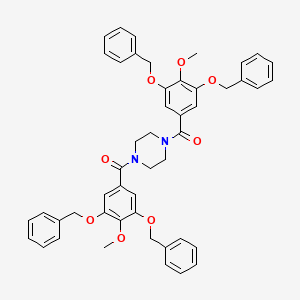 molecular formula C48H46N2O8 B13943060 Piperazine, 1,4-bis(3,5-dibenzyloxy-4-methoxybenzoyl)- CAS No. 63980-45-0