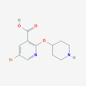 molecular formula C11H13BrN2O3 B1394318 5-Bromo-2-(piperidin-4-yloxy)nicotinic acid CAS No. 1219201-10-1