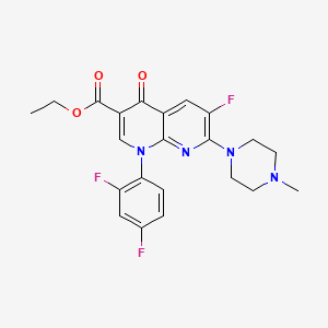 molecular formula C22H21F3N4O3 B13943313 Ethyl 1-(2,4-difluorophenyl)-6-fluoro-7-(4-methylpiperazin-1-yl)-4-oxo-1,4-dihydro-1,8-naphthyridine-3-carboxylate CAS No. 100492-07-7