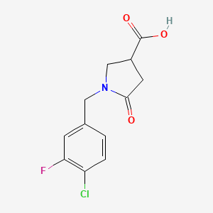 molecular formula C12H11ClFNO3 B1394334 1-(4-Chloro-3-fluorobenzyl)-5-oxopyrrolidine-3-carboxylic acid CAS No. 1217118-87-0