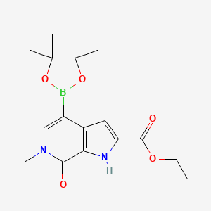 molecular formula C17H23BN2O5 B13943396 ethyl 6-methyl-7-oxo-4-(4,4,5,5-tetramethyl-1,3,2-dioxaborolan-2-yl)-1H-pyrrolo[2,3-c]pyridine-2-carboxylate 