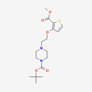 molecular formula C17H26N2O5S B1394340 Methyl 3-{2-[4-(tert-Butoxycarbonyl)piperazin-1-yl]ethoxy}thiophene-2-carboxylate CAS No. 1215799-66-8
