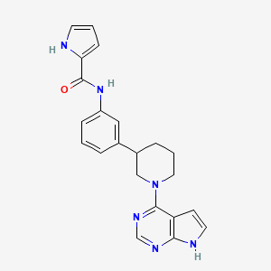 molecular formula C22H22N6O B13943428 N-(3-(1-(7H-pyrrolo[2,3-d]pyrimidin-4-yl)piperidin-3-yl)phenyl)-1H-pyrrole-2-carboxamide 