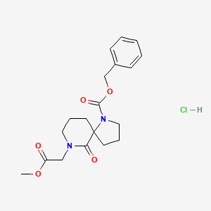 molecular formula C19H25ClN2O5 B13943451 benzyl 9-(2-methoxy-2-oxoethyl)-10-oxo-1,9-diazaspiro[4.5]decane-1-carboxylate;hydrochloride 