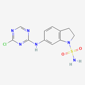 molecular formula C11H11ClN6O2S B13943581 6-[(4-Chloro-1,3,5-triazin-2-yl)amino]-2,3-dihydro-1H-indole-1-sulfonamide 