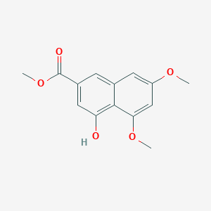 molecular formula C14H14O5 B13943593 4-Hydroxy-5,7-dimethoxy-2-naphthalenecarboxylic acid methyl ester 
