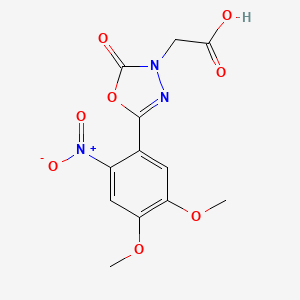 molecular formula C12H11N3O8 B1394366 [5-(4,5-Dimethoxy-2-nitrophenyl)-2-oxo-1,3,4-oxadiazol-3(2H)-yl]acetic acid CAS No. 1216647-67-4