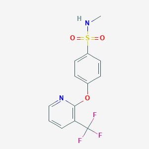 molecular formula C13H11F3N2O3S B1394374 N-Methyl-4-{[3-(trifluoromethyl)pyridin-2-yl]oxy}benzenesulfonamide CAS No. 1227955-09-0