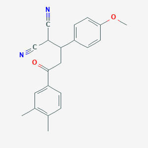 molecular formula C21H20N2O2 B1394384 2-(3-(3,4-Dimethylphenyl)-1-(4-methoxyphenyl)-3-oxopropyl)malononitrile CAS No. 1219903-06-6