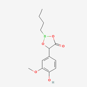 molecular formula C13H17BO5 B13943845 2-Butyl-5-(4-hydroxy-3-methoxyphenyl)-1,3,2-dioxaborolan-4-one 