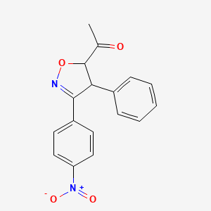 molecular formula C17H14N2O4 B13943868 Ethanone, 1-[4,5-dihydro-3-(4-nitrophenyl)-4-phenyl-5-isoxazolyl]- CAS No. 54605-77-5