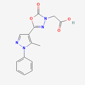 molecular formula C14H12N4O4 B1394397 [5-(5-Methyl-1-phenyl-1H-pyrazol-4-yl)-2-oxo-1,3,4-oxadiazol-3(2H)-yl]acetic acid CAS No. 1216400-39-3