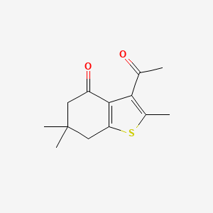 molecular formula C13H16O2S B1394402 3-Acetyl-2,6,6-trimethyl-6,7-dihydro-1-benzothiophen-4(5H)-one CAS No. 1215635-35-0