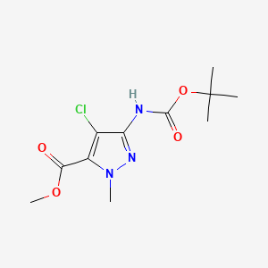 molecular formula C11H16ClN3O4 B13944106 Methyl 3-((tert-butoxycarbonyl)amino)-4-chloro-1-methyl-1H-pyrazole-5-carboxylate 