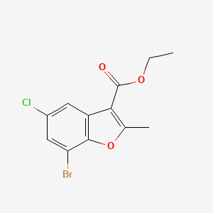 molecular formula C12H10BrClO3 B13944146 Ethyl 7-bromo-5-chloro-2-methylbenzofuran-3-carboxylate 