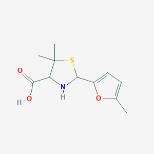 molecular formula C11H15NO3S B1394437 5,5-Dimethyl-2-(5-methyl-2-furyl)-1,3-thiazolidine-4-carboxylic acid CAS No. 1269450-76-1