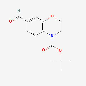 molecular formula C14H17NO4 B13944436 tert-Butyl 7-formyl-2,3-dihydro-4H-benzo[b][1,4]oxazine-4-carboxylate 