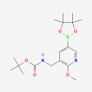molecular formula C18H29BN2O5 B13944614 tert-butyl N-[[2-methoxy-5-(4,4,5,5-tetramethyl-1,3,2-dioxaborolan-2-yl)pyridin-3-yl]methyl]carbamate 
