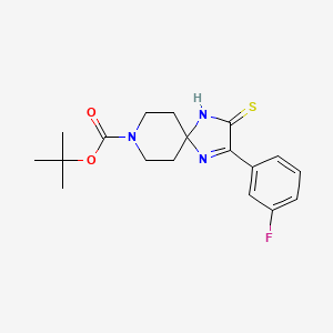 molecular formula C18H22FN3O2S B1394466 Tert-butyl 2-(3-fluorophenyl)-3-sulfanylidene-1,4,8-triazaspiro[4.5]dec-1-ene-8-carboxylate CAS No. 1325303-52-3